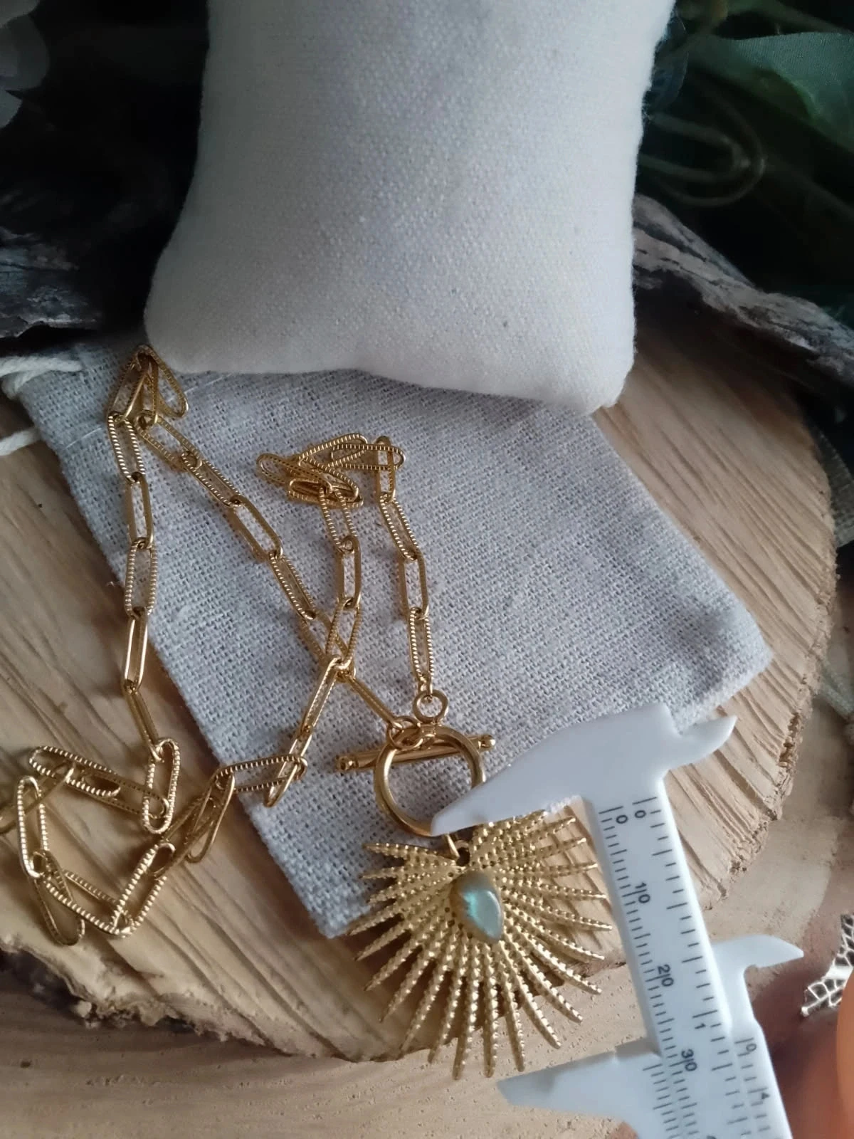 Collier cœur soleil et pierre de labradorite naturelle – photo 3